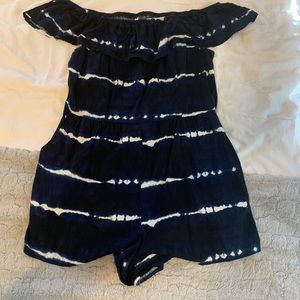Navy Blue & White TYEDYE romper